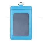 ID Badge Holder Factory - Vertical 2-Sided PU Leather with Lanyard
