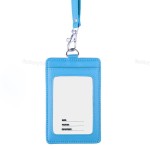 ID Badge Holder Factory - Vertical 2-Sided PU Leather with Lanyard