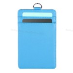 ID Badge Holder Factory - Vertical 2-Sided PU Leather with Lanyard