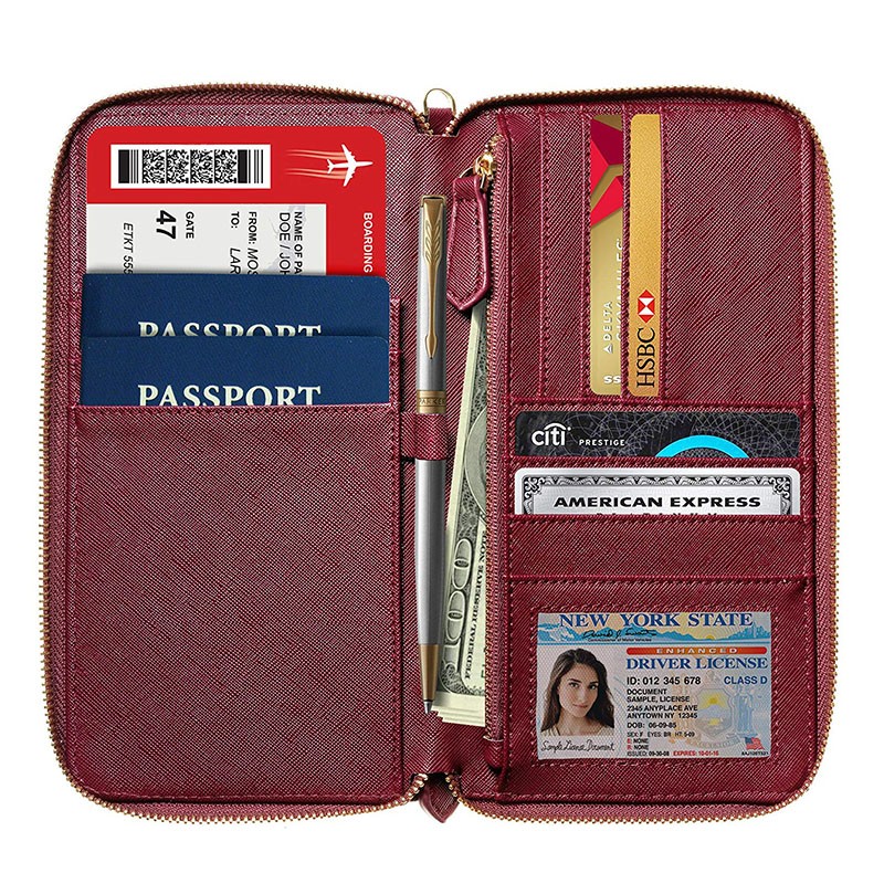 Travel Wallet Factory - Foldable Saffiano Leather Credit Card Case