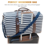Weekender Bag Factory - 21\" Striped Canvas PU Leather Duffle Tote