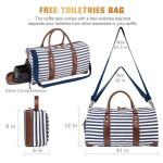 Weekender Bag Factory - 21\" Striped Canvas PU Leather Duffle Tote