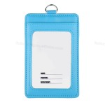 ID Badge Holder Factory - Vertical 2-Sided PU Leather with Lanyard