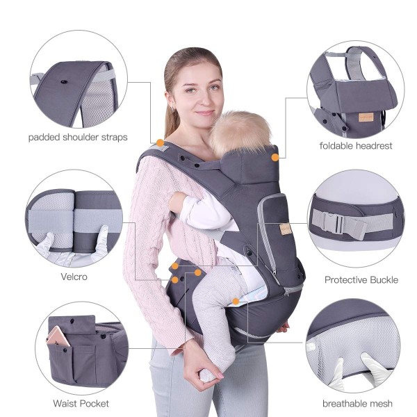 Baby Carrier Factory - Dark Grey All-Positions Soft Breathable Mesh