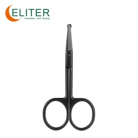 Straight Eyebrow Scissors Manufacturer - OEM/ODM Hot Sell Black Stainless Steel Beauty