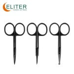 Straight Eyebrow Scissors Manufacturer - OEM/ODM Hot Sell Black Stainless Steel Beauty