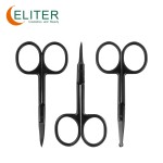 Straight Eyebrow Scissors Manufacturer - OEM/ODM Hot Sell Black Stainless Steel Beauty