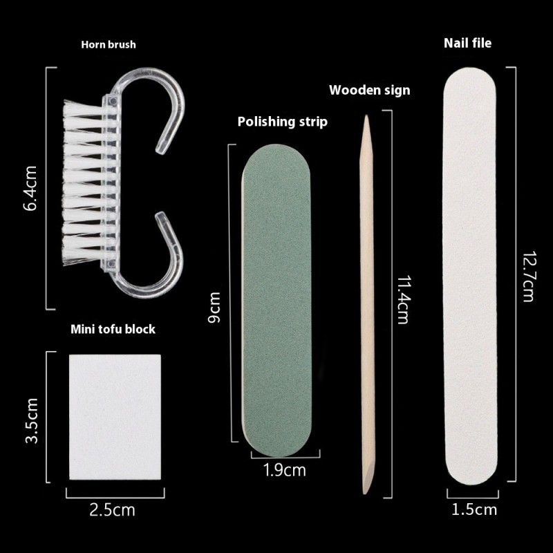 Five-Piece Manicure Multi-Function Tool Kit Special Nail Wearable Set Horn Brush Sponge Polishing Strip Grinding Tools Plastic