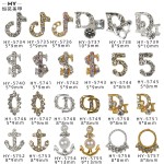新钉艺术合金珠宝钻石钉装饰配件Tik Tok符号d字硬币5字锚钉艺术