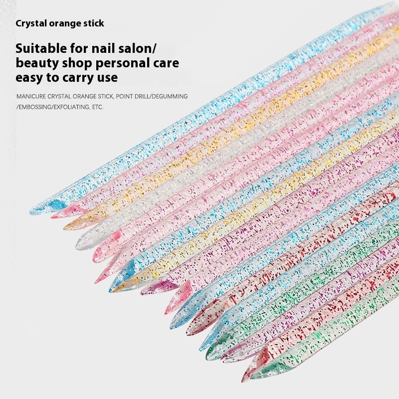 Dual-Action Dead Skin Removal Tool Dual-Headed Crystal Drill Stick Orange Stick Wooden Base Nail Art Point Pen Solid Plastic