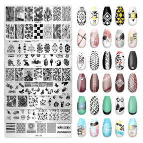 OM-J New Christmas Tree and Butterfly Nail Art Printing Template Durable Plastic Square Steel Plate Cross-Border Liquid Form