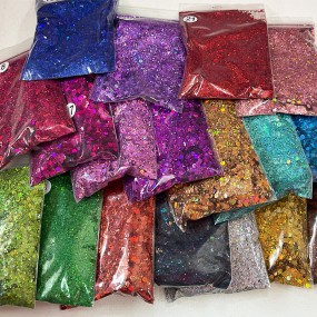 50 Grams of Popping Flash Laser Sequins Mixed Size Glitter Powder Nail Glitter Handmade DIY Hemp Filling Dropping Glue