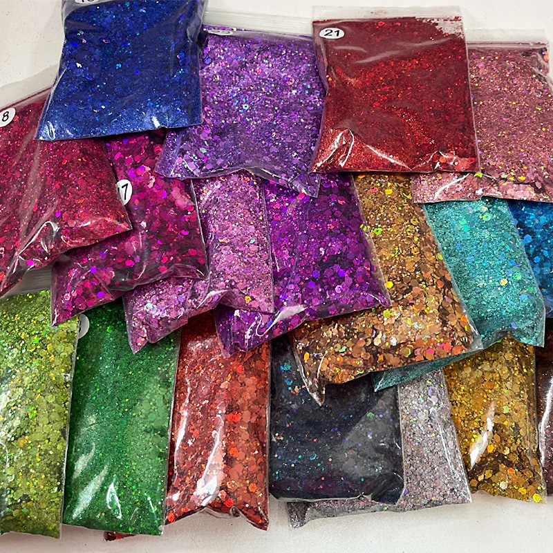 50 Grams of Popping Flash Laser Sequins Mixed Size Glitter Powder Nail Glitter Handmade DIY Hemp Filling Dropping Glue