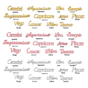 Cross-Border Wholesale Twelve Constellation English Letter Symbol 3D Necklace Pendant Suit DIY Alloy Jewelry Accessories