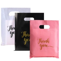 高档四指平口塑胶手提袋广场，供服装店购物跨境礼品珠宝手提袋现货