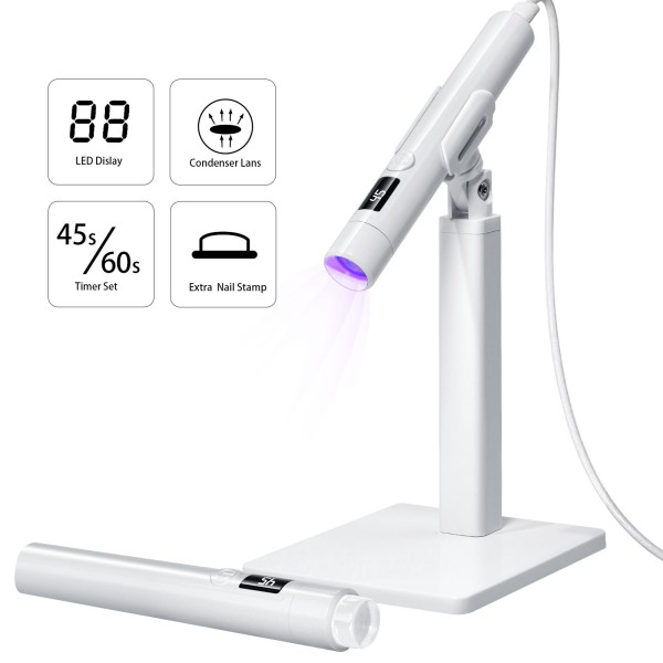 带有360度旋转支架的便携式LED美甲艺术灯新型手持式塑料UV灯用于烤指甲