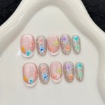 原装猫眼短甲纯手工白色成品花香春夏法国手指FingerTY-A049