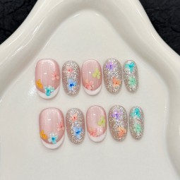 原装猫眼短甲纯手工白色成品花香春夏法国手指FingerTY-A049