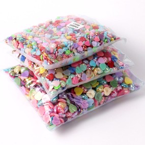 AB色半圆爱仿珍珠手工DIY指甲艺术装饰平底桃珠树脂3D心形色ABS