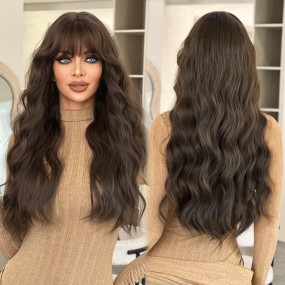 2025Tea Brown Lace Front Wig with Long Curly Natural Wave Small Cap Size Full Head High Temperature Fiber for Girls
