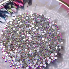 Burst Sparkle 3D Nail Art Ornament Small Round Transparent White AB Glass Rhinestone Diamond Ornament Made of Resin