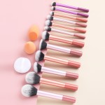 Makeup Brushes Set Manufacturer - OEM Hot Selling 12pcs Synthetic Fibre Pink Handle