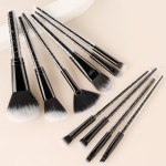Makeup Brush Set Manufacturer - OEM Custom Logo Black Glitter Crystal Rhinestone 10pcs