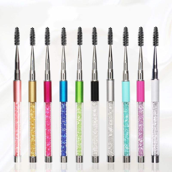 Mascara Applicator Manufacturer - OEM Black Pink Crystal Handle Micro Spiral Wands