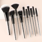 Makeup Brush Set Manufacturer - OEM Custom Logo Black Glitter Crystal Rhinestone 10pcs