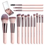 Makeup Brush Set Manufacturer - OEM 14PCS Rose Gold Synthetic Soft LED Light Mirror