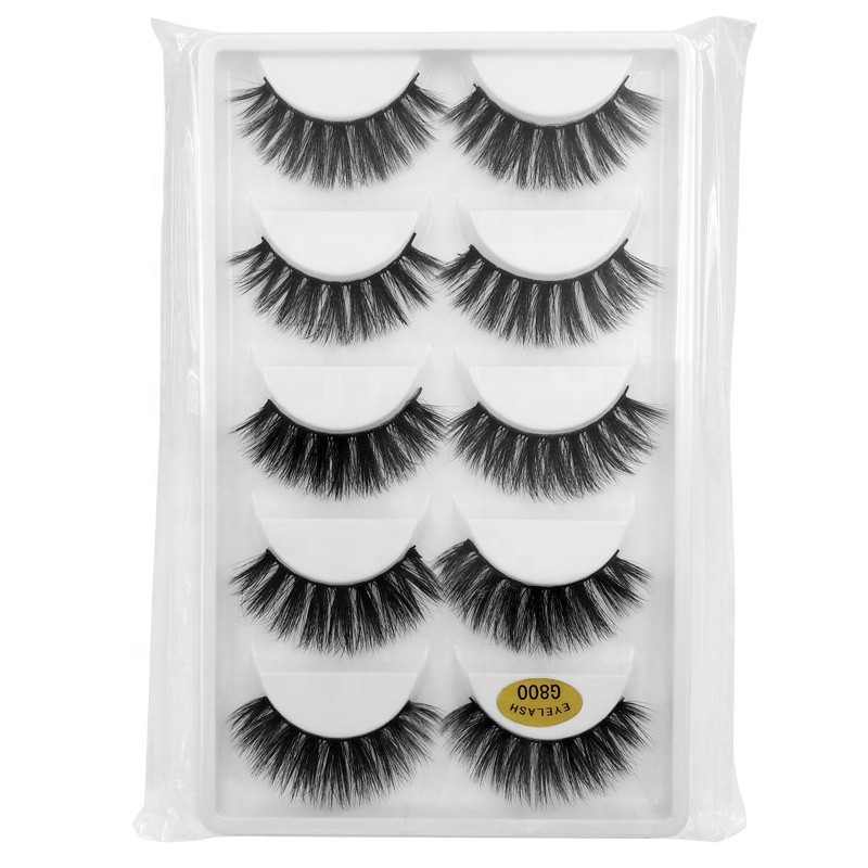 False Eyelashes Manufacturer - OEM Free Sample G800 5 Pair Natural Soft Packaging Box