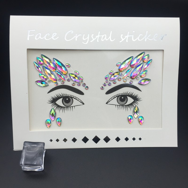 Face Jewels Manufacturer - OEM Rave Festival Stick on Crystals Glitter Rainbow Tears