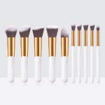 Mini Makeup Brushes Manufacturer - OEM Custom Logo Vegan 10pcs Wood Kabuki Brush Set