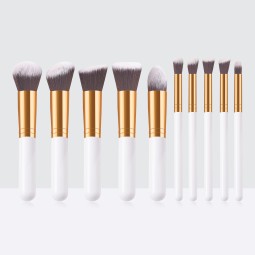 Mini Makeup Brushes Manufacturer - OEM Custom Logo Vegan 10pcs Wood Kabuki Brush Set