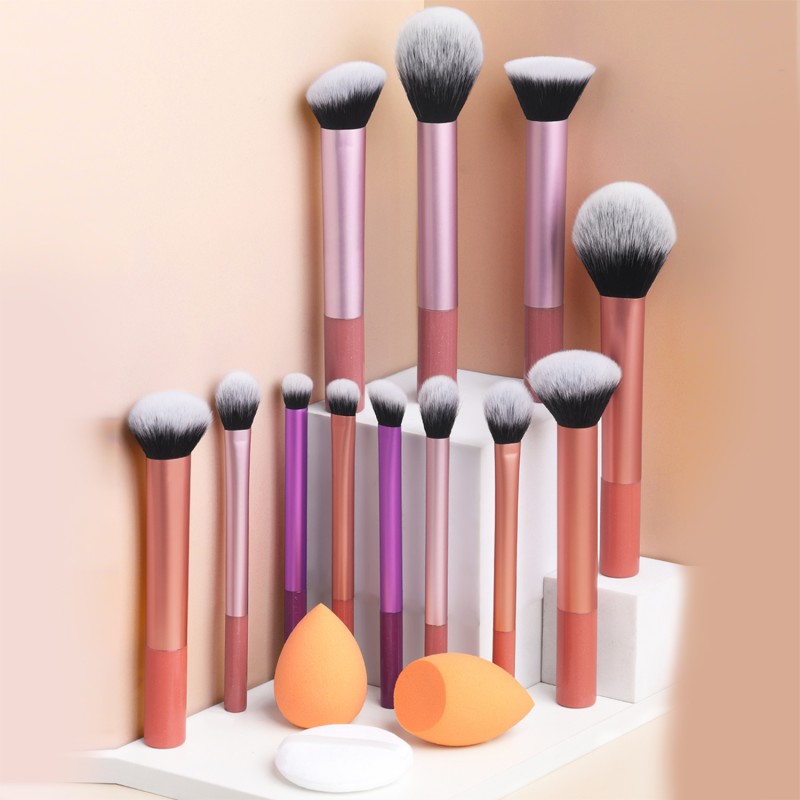 Makeup Brushes Set Manufacturer - OEM Hot Selling 12pcs Synthetic Fibre Pink Handle