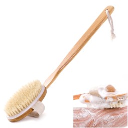 Bath Brush Supplier - Long Wooden Handle Shower Back Scrubber