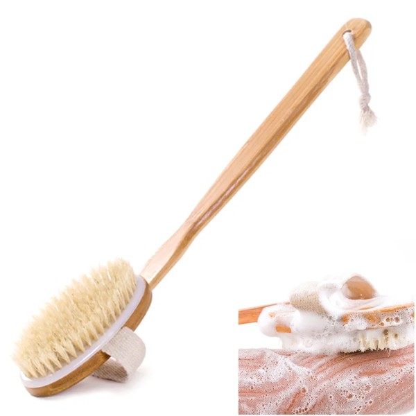 Bath Brush Supplier - Long Wooden Handle Shower Back Scrubber