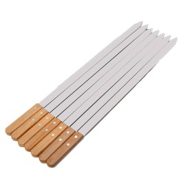 BBQ Skewers Supplier - Large Stainless Steel Oak Wood Handle