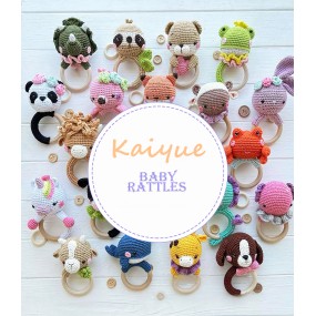 Animal Rattle Factory - Crochet Wooden Ring Hippopotamus