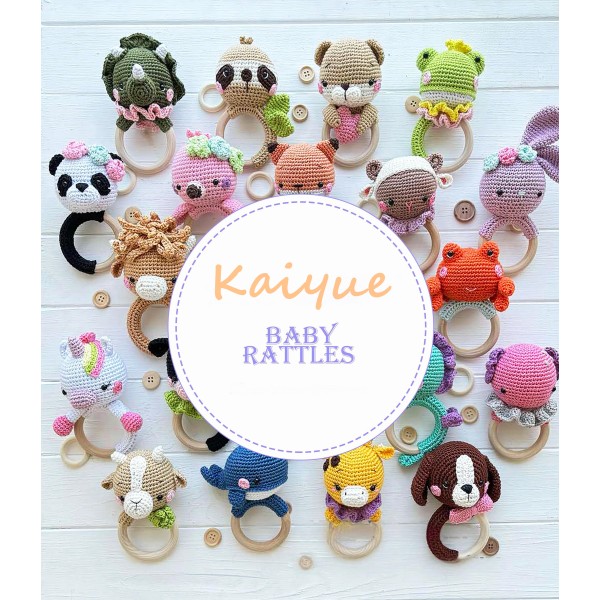 Animal Rattle Factory - Crochet Wooden Ring Hippopotamus