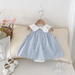 Baby Bodysuit Factory - Sleeveless Hooded Striped Cotton