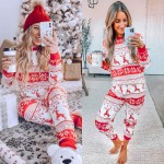 Parent-child Pajamas Set Manufacturer - OEM Christmas Red White Contrast Casual Home Wear Holiday