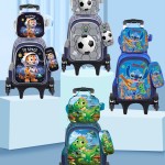 Children's Backpack Manufacturer - OEM Three Piece Pull Rod Cute Cartoon Large Capacity Two Wheel