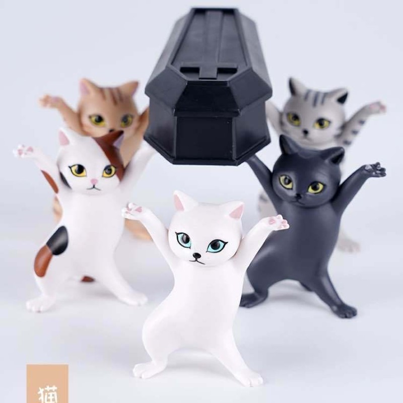 Pen Holder Manufacturer - OEM Interesting Plastic Cute Dance Cat with Raised Hands Colorful