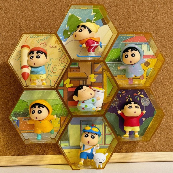 Anime Doll Manufacturer - OEM Crayon Shin-chan 6-grid Ornaments Scene Creative Blind Box