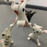 Pen Holder Manufacturer - OEM Interesting Plastic Cute Dance Cat with Raised Hands Colorful