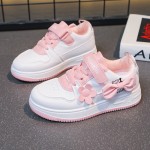 Girls Sports Shoes Manufacturer - OEM Pink White Ribbon Bow Spring Autumn Lightweight Casual Flat