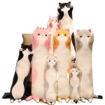 Plush Pillow Toy Manufacturer - OEM Cartoon Cat Kawaii Soft Long Cushion Comforter for Kids Washed Velboa