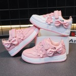 Girls Sports Shoes Manufacturer - OEM Pink White Ribbon Bow Spring Autumn Lightweight Casual Flat