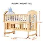 Baby Cot Factory - Pine Wood Adjustable Wheels
